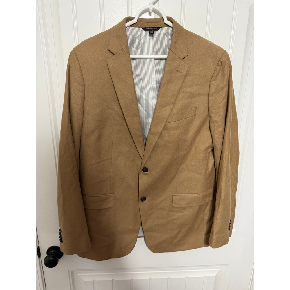 Banana Republic Blazer Mens 44R Slim Fit Italian Wool Nova Fides Camel Tan EUC